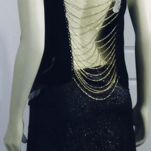 Nicki Minaj tank top M unique original beautiful and sexy black w/gold chains.